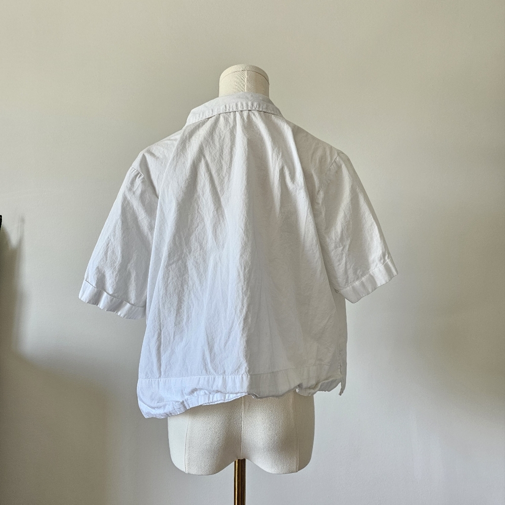 White Button-Up Women's Crop Top S basic - Picture 2 of 4
